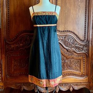 Sue Wong Ribbon-Trimmed Dress (Black, Size S)